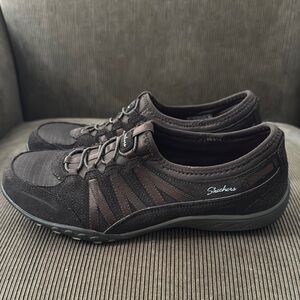Skechers Bikers Brown Shoes with Slip-On Design